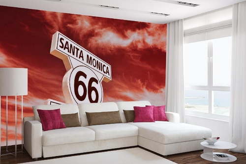 Vlies Fototapete - Route 66 in Santa Monica 375 x 250 cm